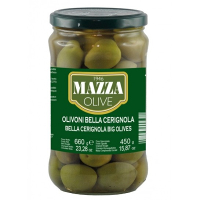 Olives green large with bone MAZZA Italy, 690 g / 400 g